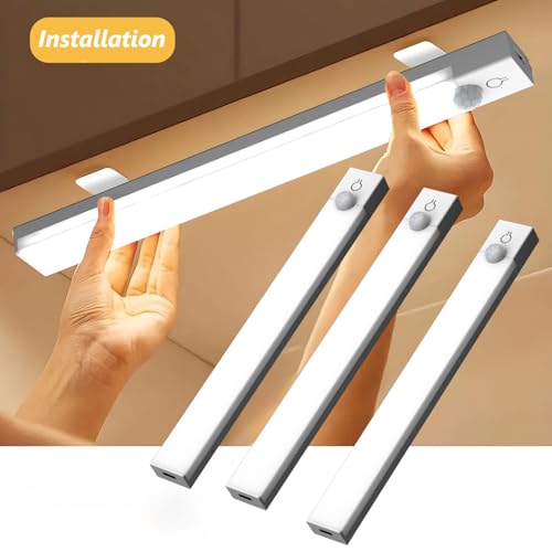 Under Cabinet Lights 8 Inch 3-Pack, Rechargeable Battery Operated Motion Sensor Light Indoor, Dimmable Closet Lights, Wireless Under Counter Lights for Kitchen, Stairs - size: 8inch-3pack