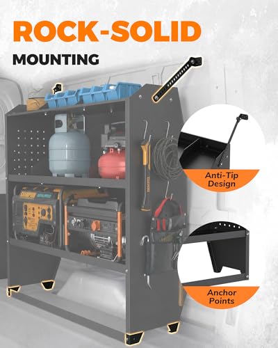 MELIPRON Cargo Van Shelves Fit for Ford Transit Connect, Ram ProMaster City, Nissan NV200, Chevy City Express, Heavy-Duty Steel Work Van Shelving Organizer and Storage, 42" W x 43" H x 13" D - size: 42" W x 43" H x 13" D