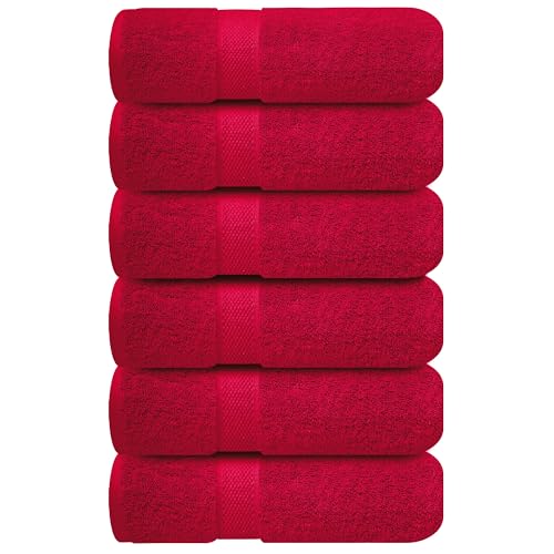 Infinitee Xclusives Burgundy Hand Towels for Bathroom - Set of 6 (16x28 inches) 600 GSM, 100% Cotton Ultra Soft, Quick Drying, Hotel Quality Hand Towel Set (Burgundy) - color: Burgundy, size: Hand Towels - 6 Pack