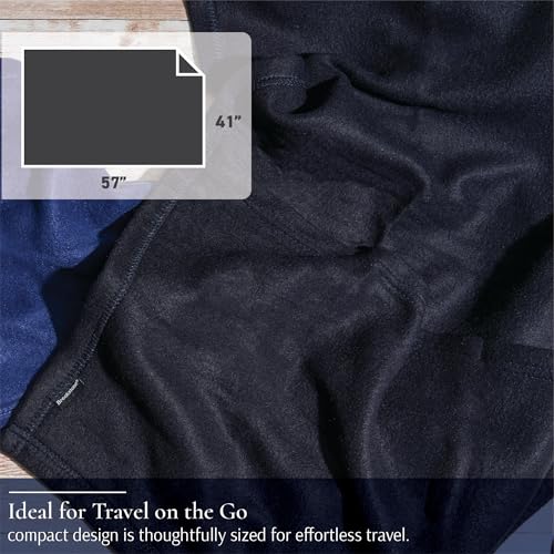 Brookstone Travel Blanket - 2-in-1 Super Soft Lightweight Throw Blanket with Carrying Pouch, Airplane & Car Travel Essentials, Black - color: Black