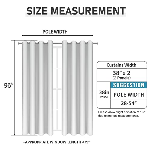 BUHUA White Blackout Curtain Panels, Room Darkening Curtains 96 Inches Long Grommet, Thermal Insulated Window Curtains with Silver Tree Branches Print, 38W x 96L, Greyish White, 2 Panels - color: Greyish White, size: 38"W x 96"L (Pack of 2)