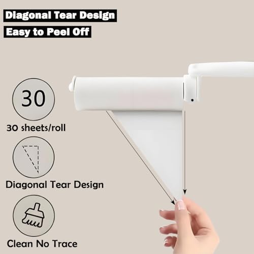 Mini Travel Lint Roller with 300 Sticky Sheets, Compact Portable Pet Hair Remover with Cover for Clothes, Travel, Small Foldable Lint Roller for Purse Car Bag Essentials (Pink and White) - color: Pink and White