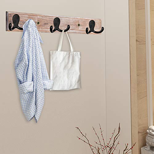 IBosins 8 Pack Heavy Duty Double Prong Coat Hooks Wall Mounted with 16 Screws Retro Double Hooks Utility Hooks for Coat, Scarf, Bag, Towel, Key, Cap, Cup, Hat - color: 8 Pcs Black