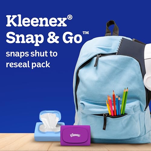 Kleenex Snap & Go Ultra Soft Facial Tissues, 4 On-the-Go Packs, 25 Tissues per Pack, 3-Ply, Packaging May Vary - size: 4 Pack (25 Tissue Packs)