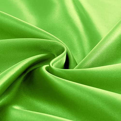 Homiest 3pcs Satin Sheets Set Luxury Silky Satin Bedding Set with Deep Pocket, 1 Fitted Sheet + 1 Flat Sheet + 1 Pillowcases (Twin Size, Lime Green) - color: Lime Green, size: Deep pocket - Twin size