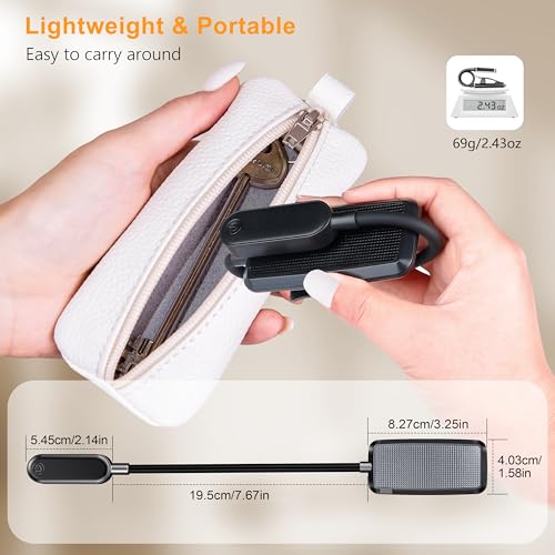 Gritin 16 LED Rechargeable Book Light for Reading in Bed- Eye Caring 3 Color Temperatures, Stepless Dimming Brightness, 80 Hrs Runtime, Lightweight Flexible Clip on Light for Book Lovers | Eye Caring 3 Color Temperatures,Stepless Dimming Brightness,80 Hrs