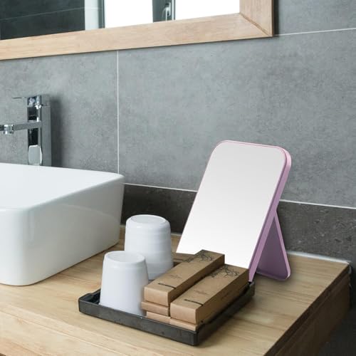 8-Inch Desktop Pink Princess Mirror, Table Desk Wall Hanging Dual-Purpose Square Mirror - color: Pink