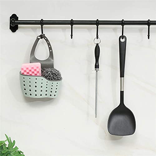 Kitchen Sink Caddy Sponge Holder Silicone Plastic Soap Holder Hanging Ajustable Strap Faucet Caddy with Drain Holes(2 Pack) - color: As Pictured-2 Pack