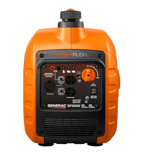 Generac 3,300-Watt Gas Powered Portable Inverter Generator - Lightweight and Compact - USB Ports for Device Charging - Produces Clean, Stable Power - Great for Home Backup, Camping, and RV Use - style: 3300-Watt Inverter - COsense - 49 ST