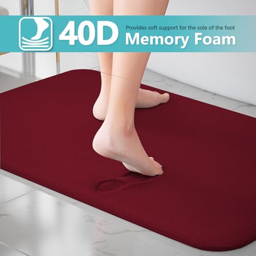 RUN HELIX Bathroom Rugs Sets 3 Piece, Soft Absorbent Memory Foam Bath Mats Set, Dry Fast Bath Mat, Machine Washable Bath Rug Set for Bathroom (Maroon) - color: Maroon