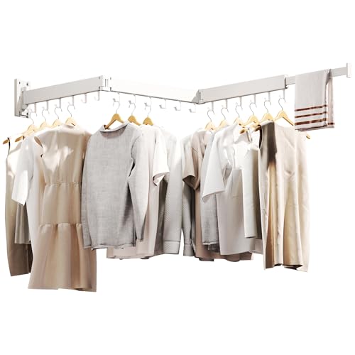 Clothes Drying Rack Wall Mounted,Drying Rack Clothing,Laundry Drying Rack Wall Mount,Collapsible Drying Racks for Laundry,Retractable,Foldable,Clothes Hanger Rack,Clothes Dryer Rack,White Color - size: Basic-White