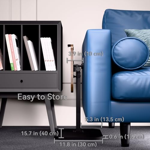 Foldable End Table,17"-31" Adjustable Height,Swivel and Turnable Desktop,TV Tray,Side Table for Small Spaces (Black, 15.7" x 11.8") - color: Black, size: 15.7" x 11.8"