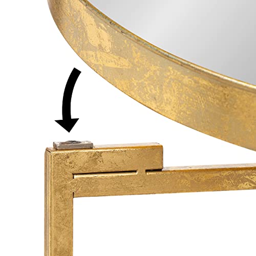 Kate and Laurel Celia Round Metal Foldable Accent Table with Mirror Tray Top, Gold - color: Gold/Mirror