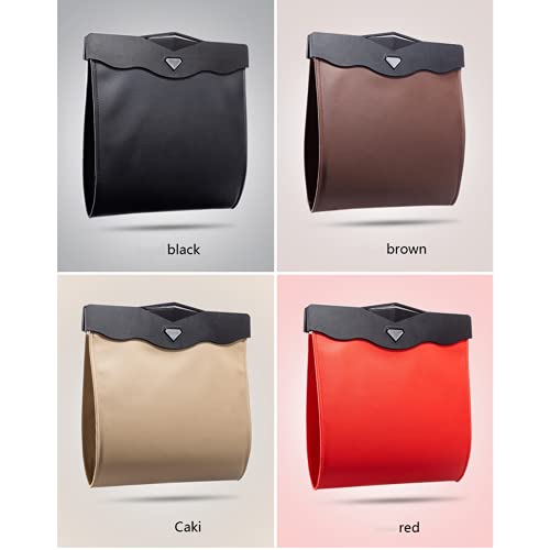 item_name :AOWIS Car Leather Trash Bag Smart LED Waterproof Organizer Storage Garbage Can (KHAKI) - color: Khaki