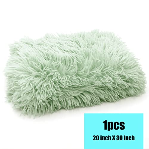 Pet Dog Bed Blankets, Fluffy Fleece Dog Throw Blankets Sleep Mat,Soft Puppy Blankets Cat Kitten, S M L XL,Fuzzy Reversible Sherpa Blanket for Bed, Couch, Sofa, Travel,Washable & Lightweight - color: Green, size: 30 INCH X20 INCH