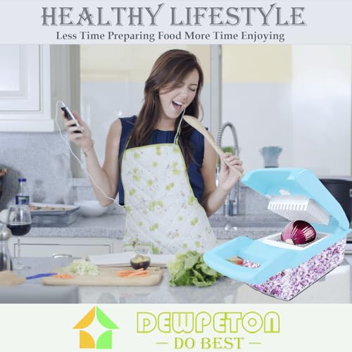 Pro-Series 20-in-1 Vegetable Chopper w/Container, Cheese Grater Hand Crank, Box Mandoline Slicer Food Cutter Shredder Mandolin for Veggie Onion Salad Fruit Potato (Kitchen Gadget & Essential) - color: Blue, size: 10 Blades