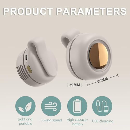 Portable Silent Mini Bladeless Fan Clip On,Mini Clip on Fan for Shirt & Waist, Portable Small Whirlwind Bladeless Fans,Suitable for Outdoor & Travel & Office,Travel Accessories (Green)