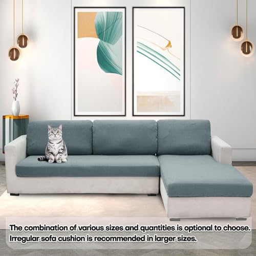ZNSAYOTX Stretch Cushion Covers Sofa Loveseat Cushion Couch Seat Covers Slipcovers Soft Replacement Unique Pattern Furniture Protector with Elastic Bottom (Light Gray, 1 Pc 2-Seat Cushion Cover) - color: Light Gray, size: 1 Cushion Loveseat