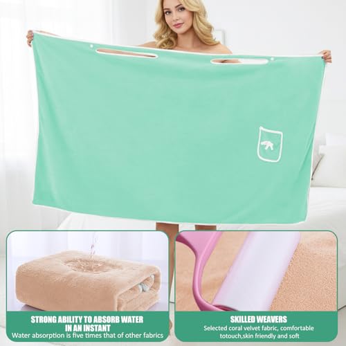 Unisex Bath Towel, Wearable After Bath Towel Set, Wearable Quick Dry Shower Gym Towel(53" x 31", Green) - color: Green, size: S(135X80CM)