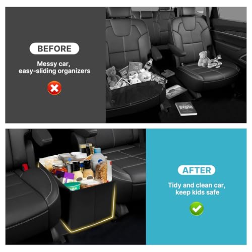 Mixsuper Liner Car Seat Organizer for Kia Telluride 2020-2026 Center Console Organizer with Cup Holders for Telluride, Kids Toys Baby Supplies Dog Toy Box Storage Bin Travel Accessories