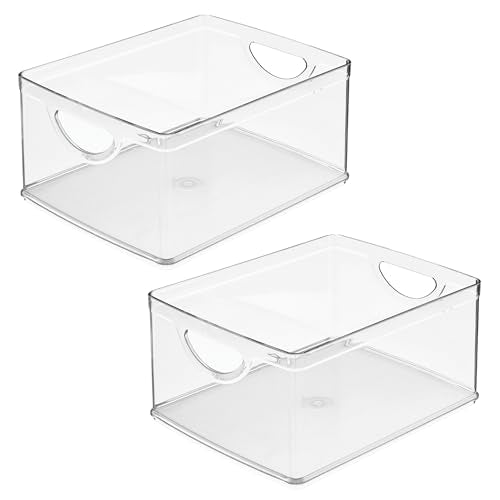 iDesign Pantry Storage Bins with Handles, Set of 2, Clear | Organizer Bins, For Cabinets or Fridge - style: Pack of 2