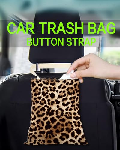 Car Trash Can, Durable Hanging Car Trash Garbage Bag, Cute Automotive Garbage Cans Organizer, Cute Leopard Skin - color: Cute Leopard Skin