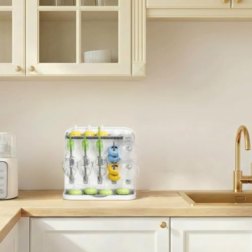 Lifewit Baby Bottle Drying Rack with 10 Hooks, Newborn Essentials Must Haves, Bottle Storage Organizer for Countertop, Cabinet, Rack Dryer Holder for Pacifiers, Pump Parts, Baby Stuff - size: Medium-10 Hooks, style: without Drain Mat