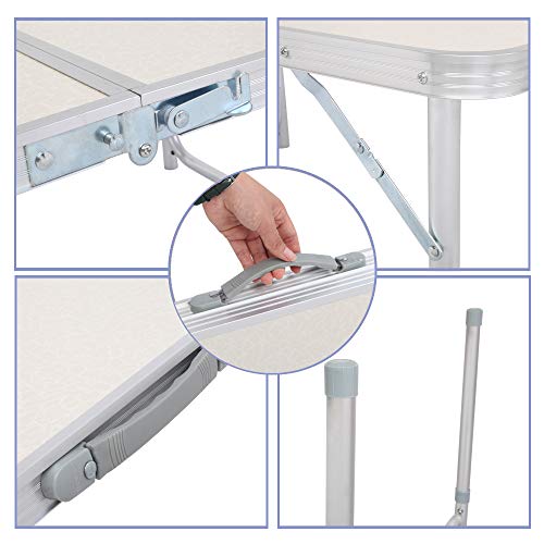 3/4/6 Foot Plastic Folding Table,Adjustable Foldable Table with Carrying Handle,Outdoor Picnic Party Table for Camping,Wedding,Kitchen,Beach,Straight Legs - White (White, 3ft) - size: 3ft
