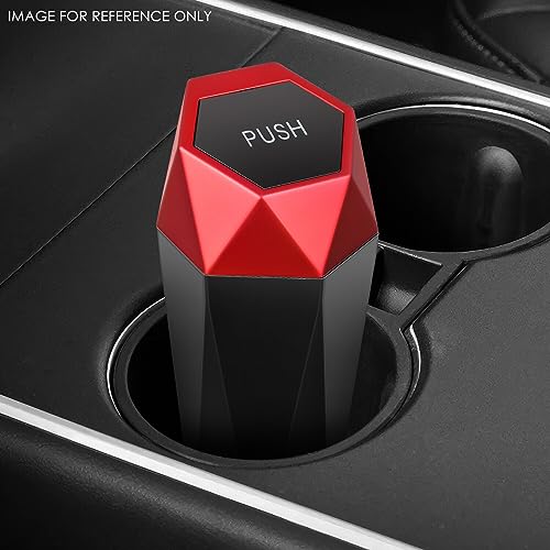 DNA Motoring Mini Car Auto Trash Can with Removable Lid, Leakproof Mini Garbage Bin for Automotive Home Office,Black/Red,ZTL-OD-01-RD - color: Black/Red, style: 1pc