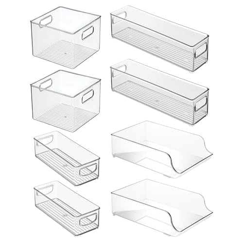 iDesign Fridge Storage Bin Set, Set of 8, Clear | Includes Bins with Handles, Water Bottle Holder - style: Combo Pack