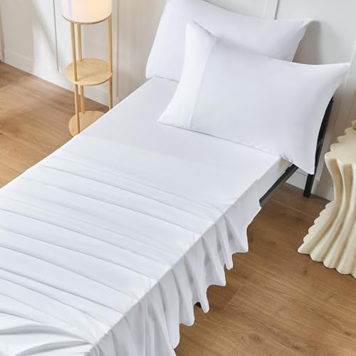 VACVELT Cot Fitted Sheet, 31 x 75 Inch White Cot Sheets, Ultra Soft and Breathable Microfiber Bed Cover Snug Fit for Narrow Twin/RV Bunk/Camper Bunk/Guest Beds/Trifold Mattress - color: White
