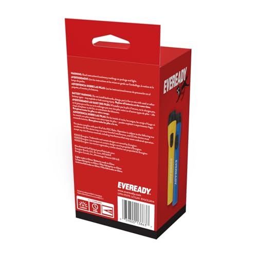 EVEREADY LED Flashlights (4-Pack), Bright Flashlights for Emergencies and Camping Gear, Flash Light with AA Batteries Included, Blue/Yellow (4-Pack) - color: Yellow / Blue, size: 4 Pack