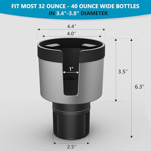 SEVEN SPARTA 2 Pack Car Cup Holder Expander Organizer Adjustable Base, Compatible with Yeti 20/26/30 oz, Hydro Flasks 32/40oz, Nalgenes 30/32/38/48 oz, Other Bottles in 3.4"-3.8" (Silver) - color: Silver, size: Medium*2