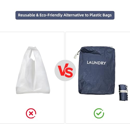 GOGOODA Travel Laundry Bags – Packable & Splash-Resistant Clothes Organizer with Handle | Lightweight, Foldable & Space-Saving for Suitcase, Gym, Beach & Business Trips (Navy Blue) - color: Navy Blue