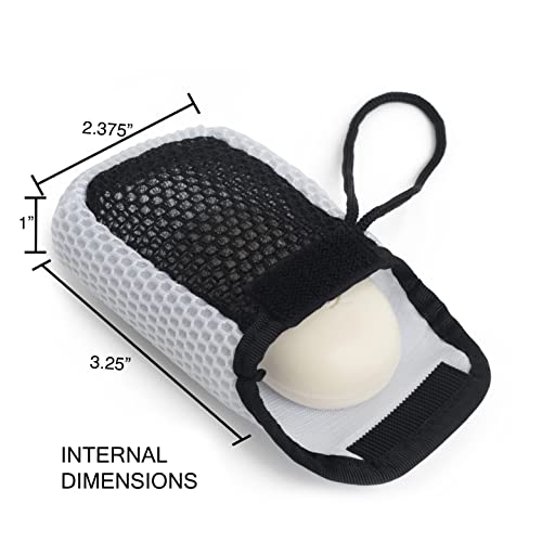 MainBasics Exfoliating Bar Soap Pouch Dual-Sided Body Scrubber - Fits Standard Size Soap Bars, White - style: White