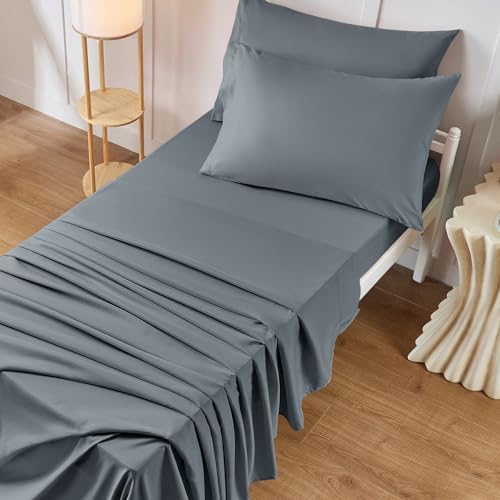 VACVELT Cot Fitted Sheet, 31 x 75 Inch Silver Grey Cot Sheets, Ultra Soft and Breathable Microfiber Bed Cover Snug Fit for Narrow Twin/RV Bunk/Camper Bunk/Guest Beds/Trifold Mattress - color: Silver Grey