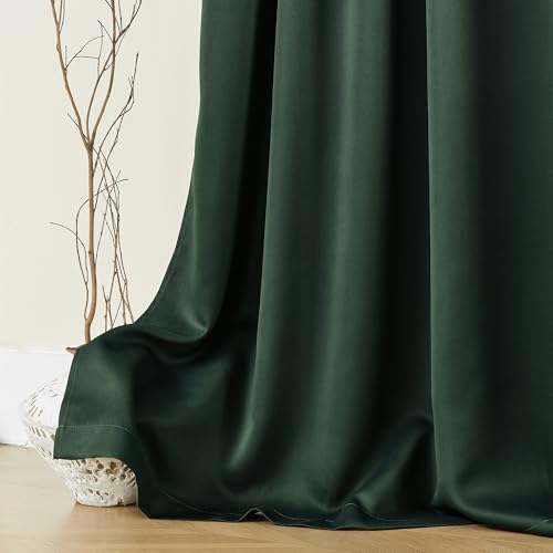 SHINELAND Black Out Living Room Darkening Curtains 72 Inches Long Emerald Green Bedroom Curtains,Blackout Curtains for Living Room 72 Inch Length 2 Panels Set Back Tab/Rod Pocket - color: Emerald Green, size: 52"W x 72"L (Pack of 2)