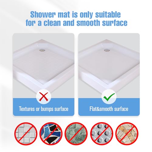 Shower Mat Non-Slip Bath Mat for Tub and Shower Stall,236 Suction Cups with Drain Holes, Quick Dry Machine Washable, Extra Grip for Stand Up Showers, Bathroom Essentials 24x24 Inch (Light Grey) - color: Light Grey