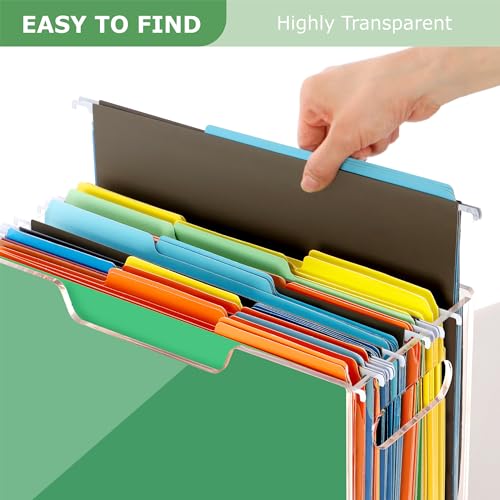 DINGHUO Acrylic File Organizer for Desk, Letter Size Hanging File Folder Holder with Handles, Clear Portable Storage Box for Office Home School -1 Pack - size: L Letter