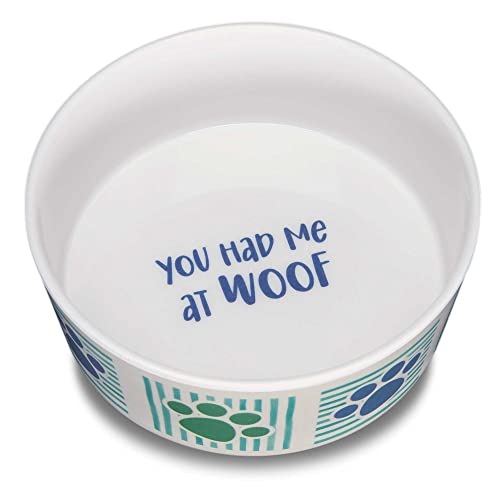 Loving Pets Dolce Moderno Dog Bowl – Modern Melamine Dog Food Bowl & Dog Water Bowl – Durable, Non-Slip Pet Dish for Small & Medium Dogs – Dishwasher Safe Dog Bowl (Large, 47 oz) - color: Had Me at Woof, size: Large