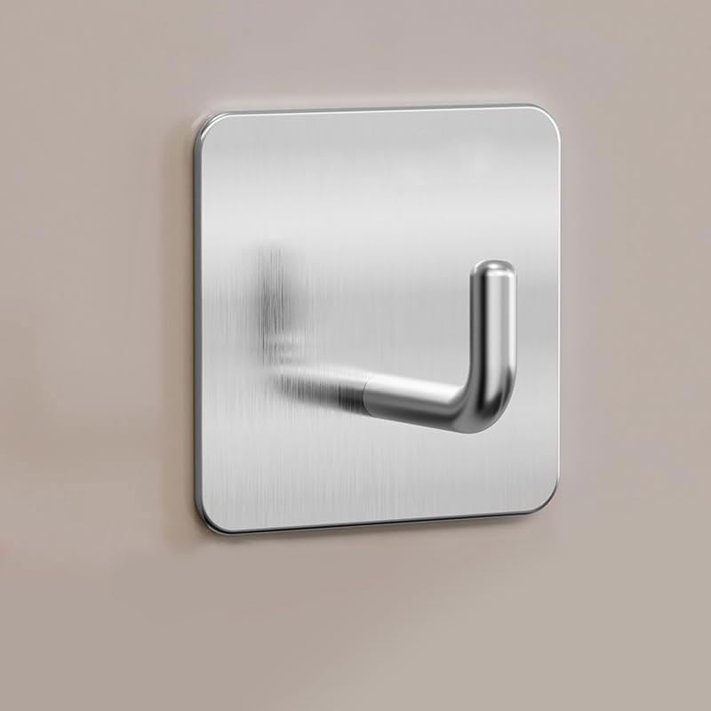 Adhesive Towel Hooks, 8 Pack Self Adhesive Coat Sticky Hooks for Hanging, Stainless Steel Stick on Wall Hat Hook, Bathrooms Kitchen Livingroom Garage, Silver - style: S-Silver-90°