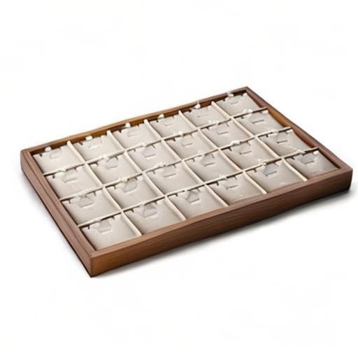 Oirlv Wood 24 Grids Jewelry Tray with Removable Inserts Jewelry Pads Necklace/Pendant Display Organizer Tray(Creamy White) - color: Creamy-white 24 grid necklace/pendant jewelry tray