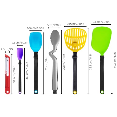 Dreamfarm Ultimate Set of The Best Silicone & Nylon Kitchen Utensil 6pc Set | Non-stick safe cooking and baking tools and gadgets, includes Chopula, Supoon, Mini Supoon, Clongs Lite, Sharple and Lestrain - size: 6 Piece Ultimate Set