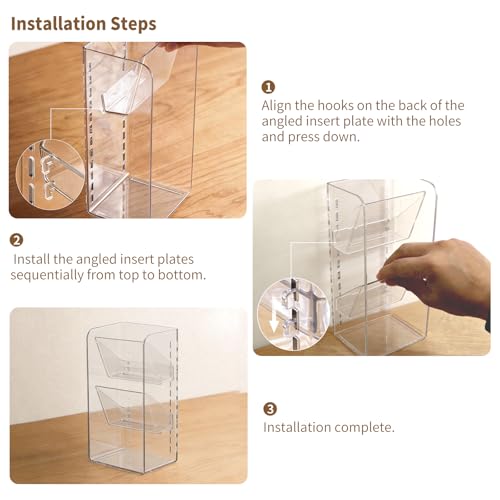 PAVSTINE 2-Pack Medicine Cabinet Organizer with Adjustable Dividers, Clear Vertical Layered Backward Slanting Shelves, Space-Saving, for Makeup Brush/Lip Gloss/Mascara Storage - size: 2-Tier & 5-Tier Slant Set