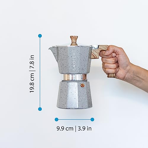 GROSCHE Milano Moka pot, Stovetop Espresso maker, Greca Coffee Maker, Stovetop coffee maker and espresso maker percolator (Grey, 6 cup) - color: Grey, size: 6 espresso cups