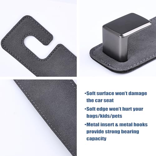 Amooca Car Seat Back Hook Universal Auto Storage Hanger Suede with Metal Car Seat Organizer for Handbag Purse Coat Umbrellas Grocery Bags 2 Pack Gray - color: Gray