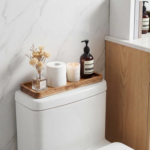 Wooden Bathroom Vanity Tray, 11.8" Decorative Wood Trays for Home Kitchen, Acacia Wood