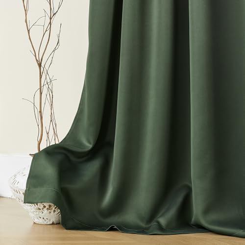 SHINELAND Olive Green Black Out Curtains 72 Inches Long, Back Tab Thermal Insulated Blackout Curtains, 52x72 in Length - color: Olive Green, size: 52"W x 72"L (Pack of 2)