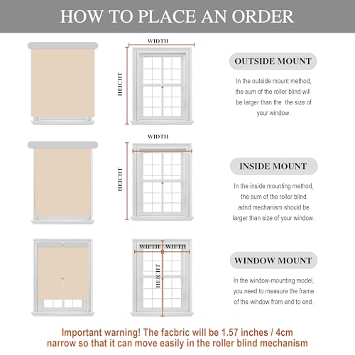 NICETOWN Biscotti Beige 42" W x 63" L No Drill Privacy Thermal Curtain, Farmhouse Solid Self-Adhesive Blackout Window Cover for Living Room, Office, Loft & Rental Apartment, 1 Panel - color: Biscotti Beige, size: 42"W x 63"L (Pack of 1)