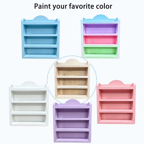 Wood Rack Shelf for Lenox Village Spice Jars 4-Tier Wall Mount Spice Rack for 24 Jars, No Assembly Required Display Organizer for Collectible Mini Spice Houses